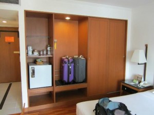Narai Hotel view of the room other side with closet and mini fridge