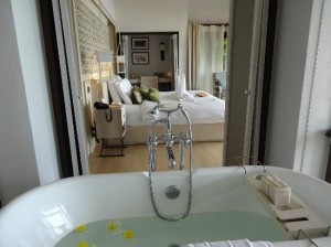 The Shore at Katathani Resort bedroom view with bath