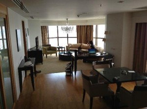 Tower Club at Lebua lmain living area with view of the city